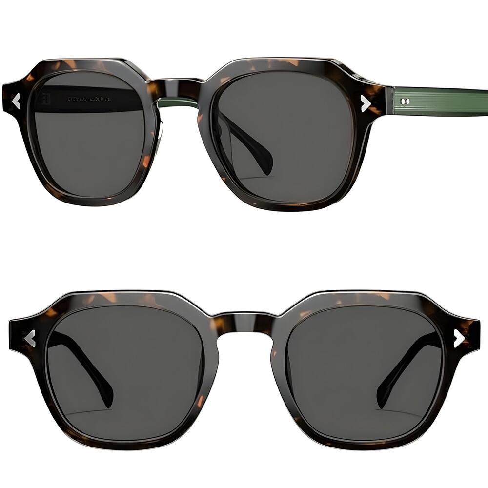 Tortoise & Gray Square Sunglasses Fashionable Luxury Modern Bold For Unisex